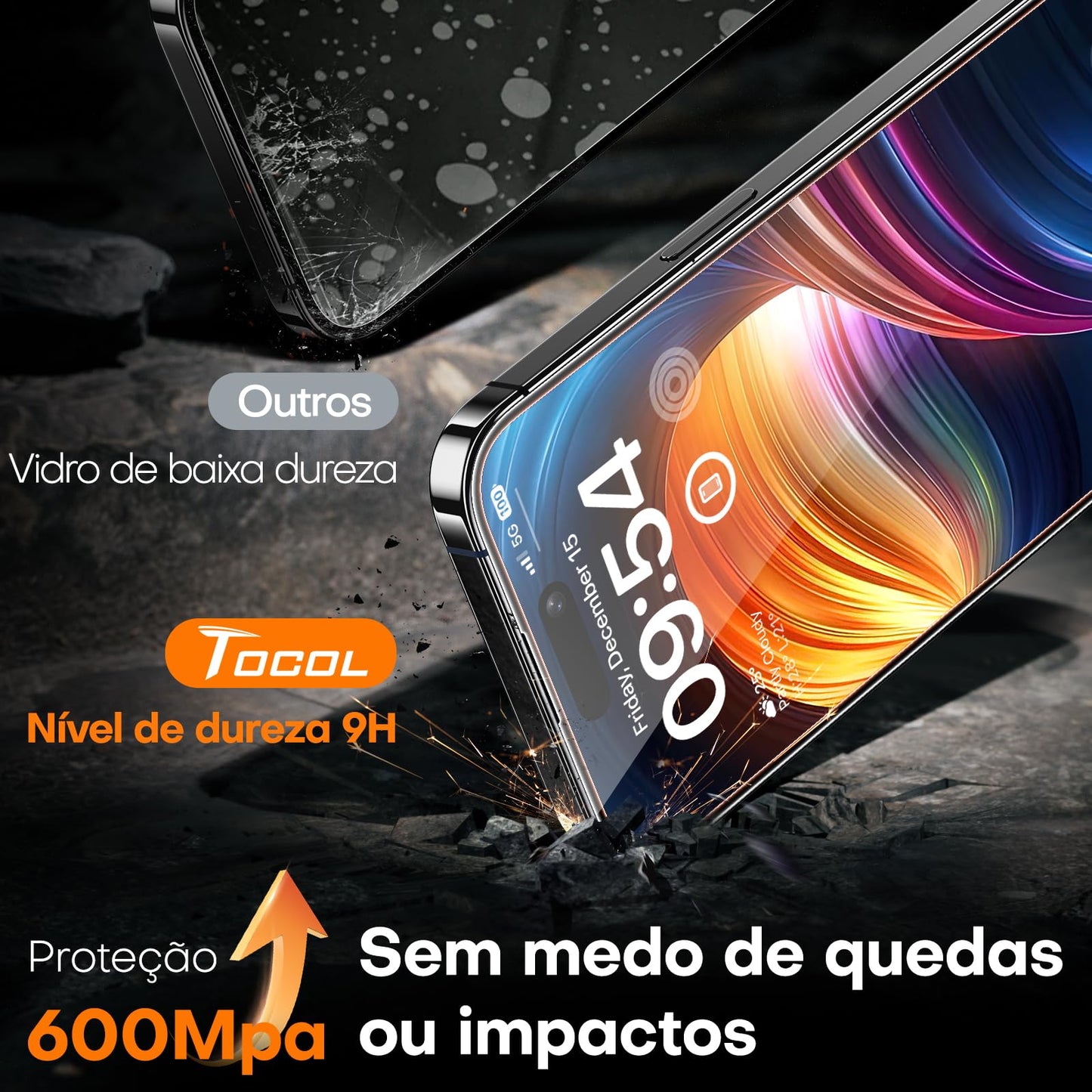 TOCOL for iPhone 16 Pro Screen Protector, [9H Hardness] [Military Grade Shatterproof] HD Tempered Glass for iPhone 16 Pro Full Coverage Screen Protector, Easy Installation, 2 Pack