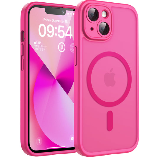 TOCOL for Phone 13 Case, Compatible with Magsafe Charger, Full Camera Protection, Drop Protection, Translucent Matte Phone Case for iPhone 13 6.1 inch (Hot Pink)