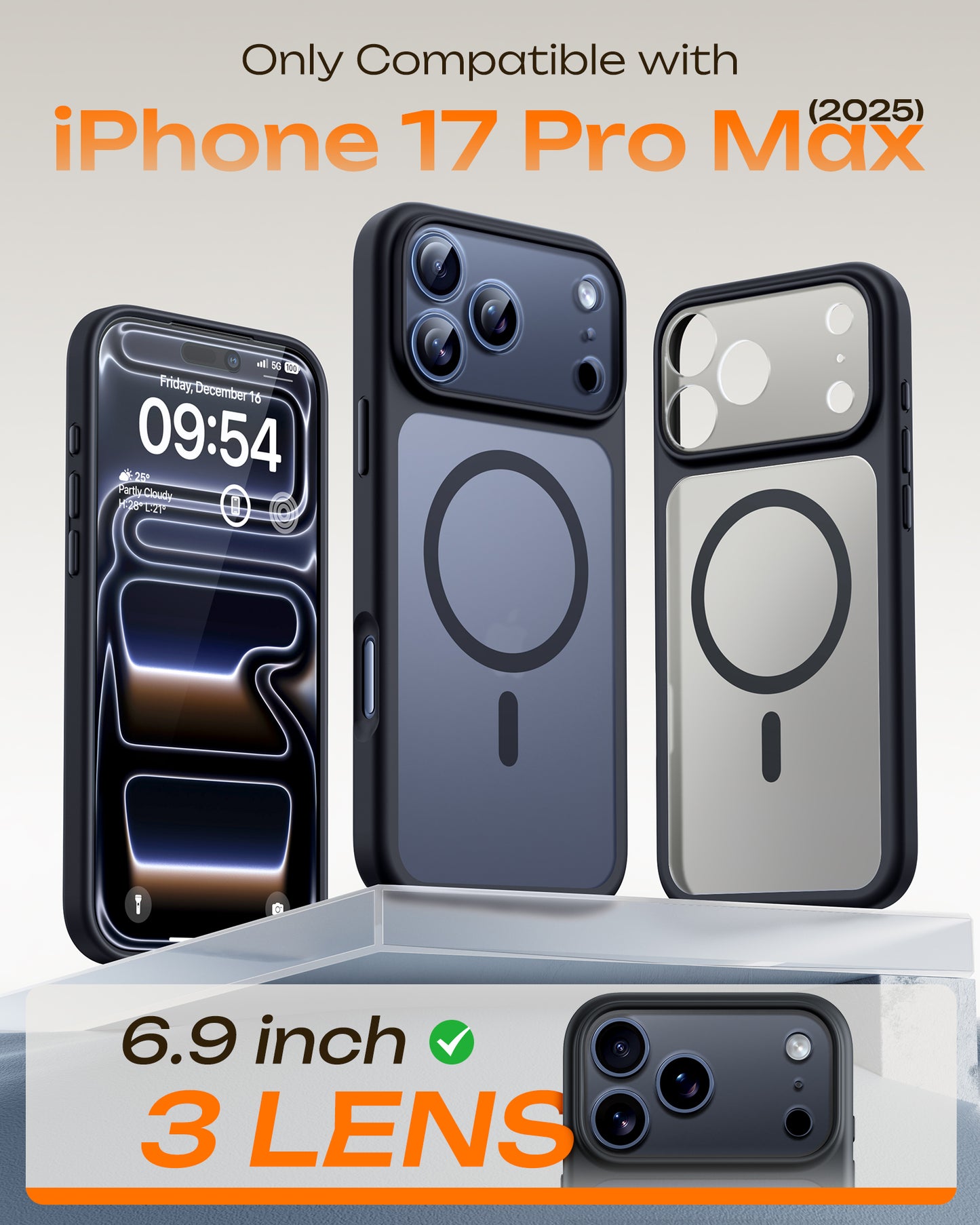 TOCOL for iPhone 17 Pro Max Case, Compatible with Magsafe, Full Camera Protection, Built-in Magnets, Translucent Matte for iPhone 17 Pro Max Phone Case 6.9 inch (Black)