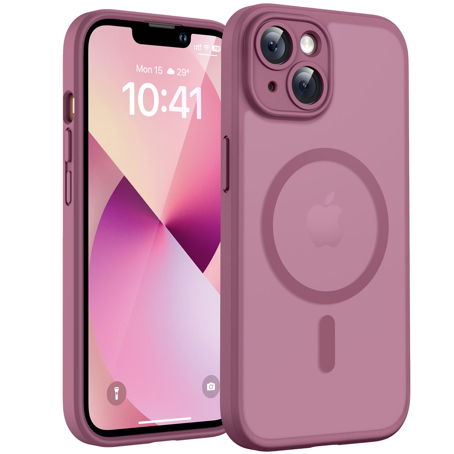 TOCOL for Phone 13 Case, Compatible with Magsafe Charger, Full Camera Protection, Drop Protection, Translucent Matte Phone Case for iPhone 13 6.1 inch (Plum)