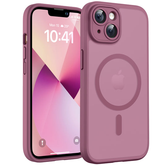 TOCOL for Phone 13 Case, Compatible with Magsafe Charger, Full Camera Protection, Drop Protection, Translucent Matte Phone Case for iPhone 13 6.1 inch (Plum)