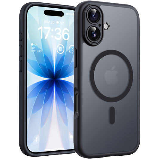 TOCOL for iPhone 17 Case, Compatible with Magsafe, Full Camera Protection, Built-in Magnets, Drop Protection, Translucent Matte Phone Case for iPhone 17 6.3 inch (Black)