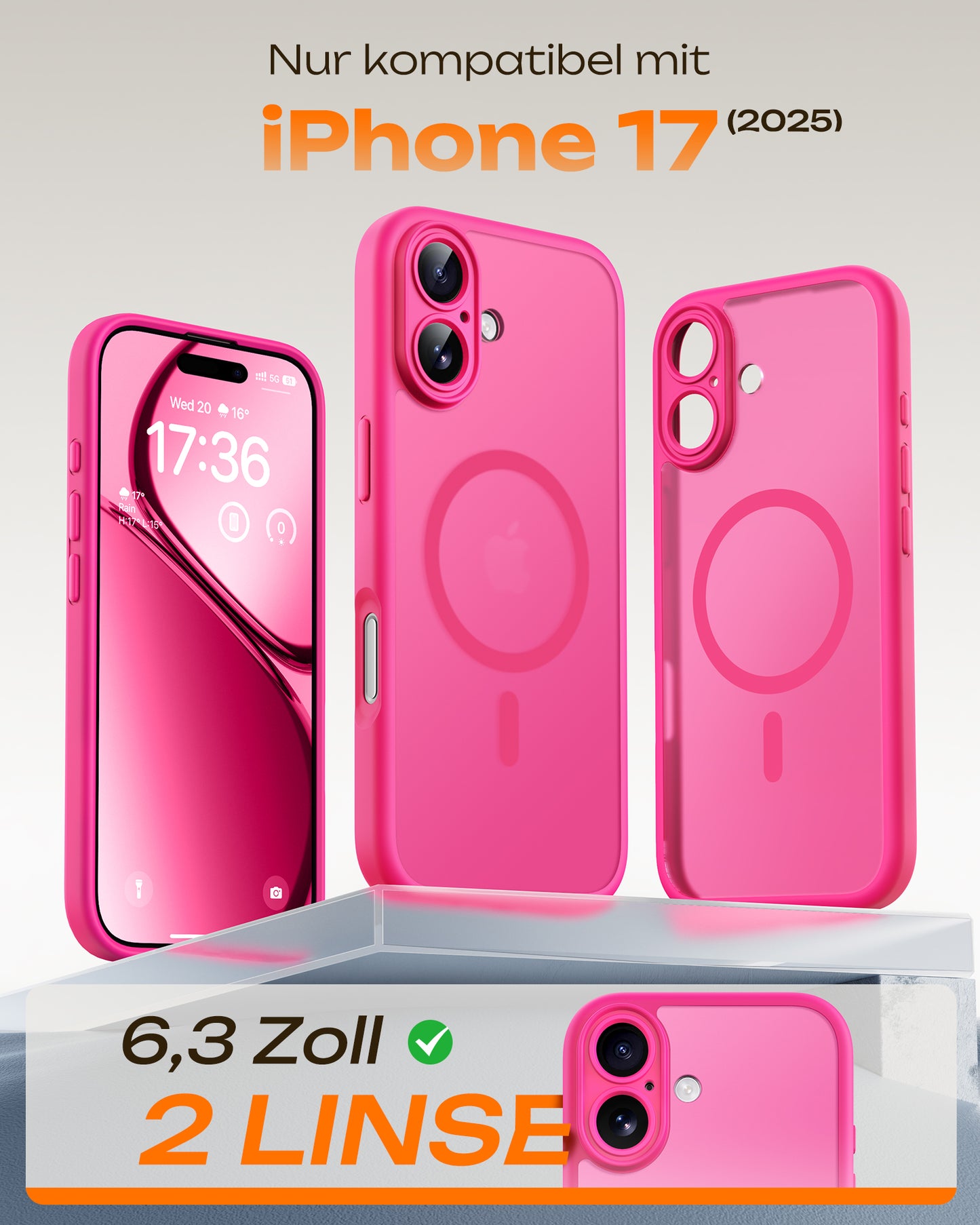 TOCOL Magnetic for iPhone 17 Case 6.3-Inch, Compatible with MagSafe, Full Camera Protection, Built-in Magnetic Ring, Drop Protection Shockproof Slim Translucent Matte Phone Cover