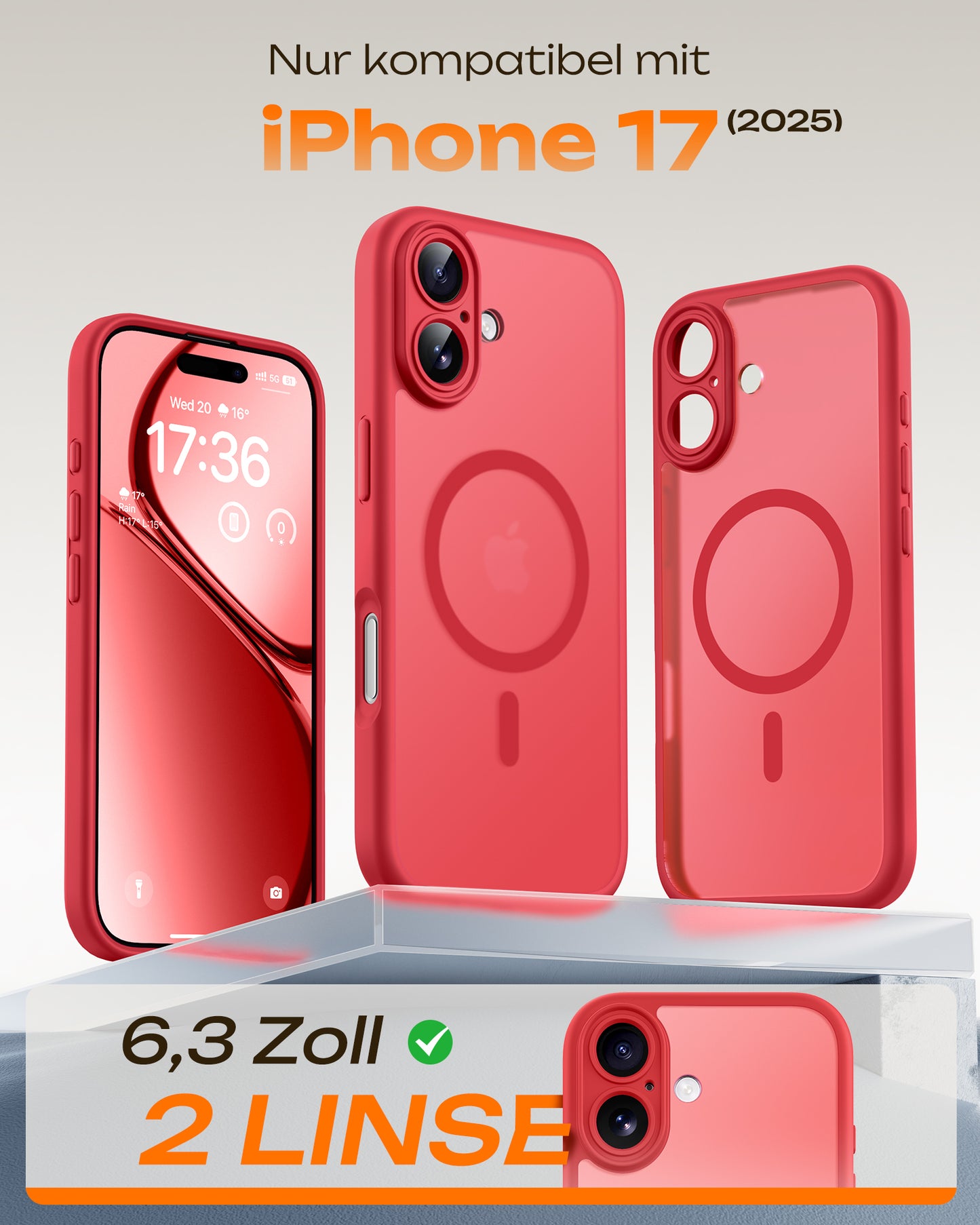 TOCOL Magnetic for iPhone 17 Case 6.3-Inch, Compatible with MagSafe, Full Camera Protection, Built-in Magnetic Ring, Drop Protection Shockproof Slim Translucent Matte Phone Cover