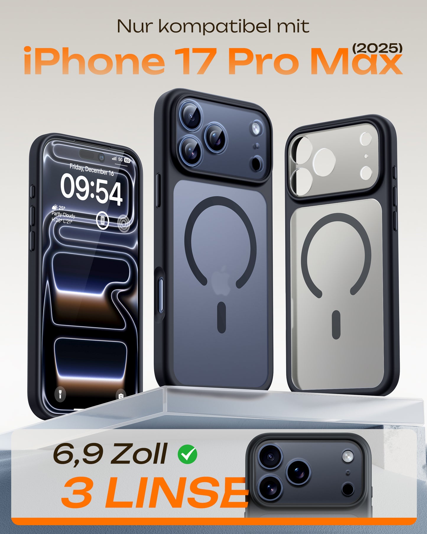 TOCOL Magnetic for iPhone 17 Pro Max Case 6.9-Inch, Compatible with MagSafe, Full Camera Protection, Built-in Magnetic Ring, Drop Protection Shockproof Translucent Matte Phone Cover