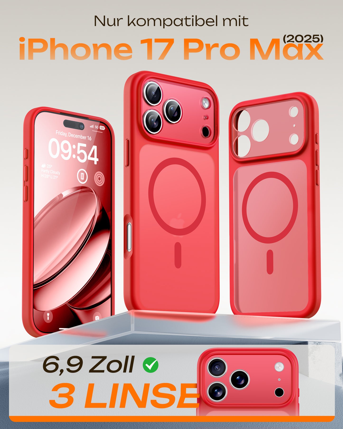 TOCOL Magnetic for iPhone 17 Pro Max Case 6.9-Inch, Compatible with MagSafe, Full Camera Protection, Built-in Magnetic Ring, Drop Protection Shockproof Translucent Matte Phone Cover