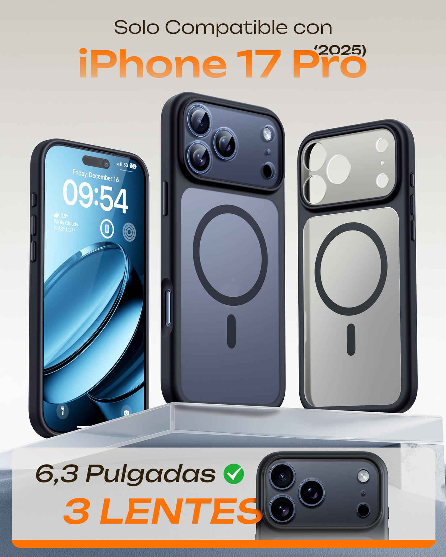 TOCOL Magnetic for iPhone 17 Pro Case 6.3-Inch, Compatible with MagSafe, Full Camera Protection, Built-in Magnetic Ring, Drop Protection Shockproof Slim Translucent Matte Phone Cove