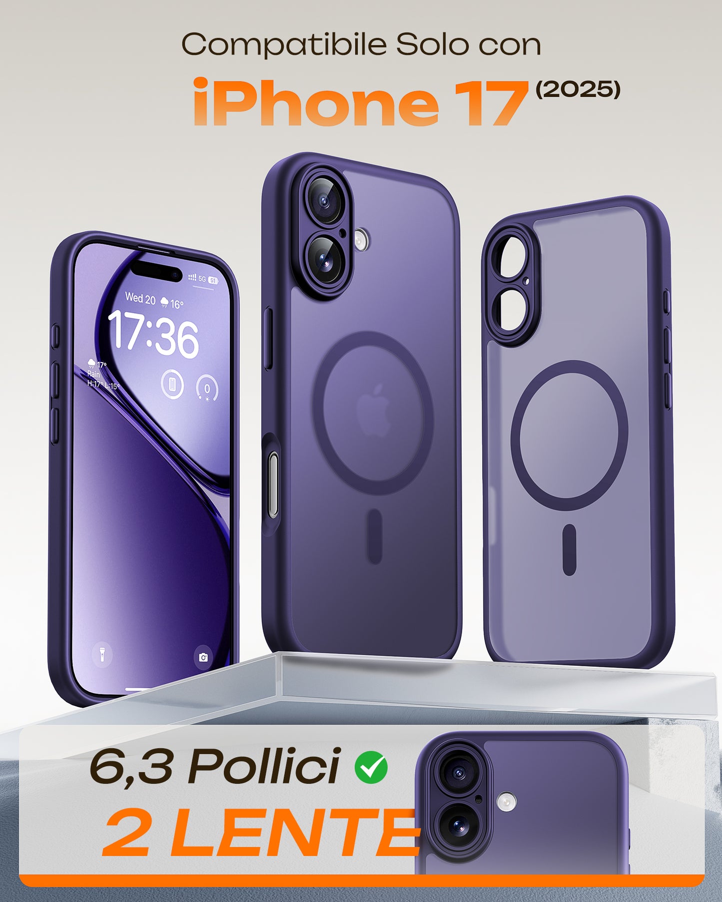 TOCOL Magnetic for iPhone 17 Case 6.3-Inch, Compatible with MagSafe, Full Camera Protection, Built-in Magnetic Ring, Drop Protection Shockproof Slim Translucent Matte Phone Cover