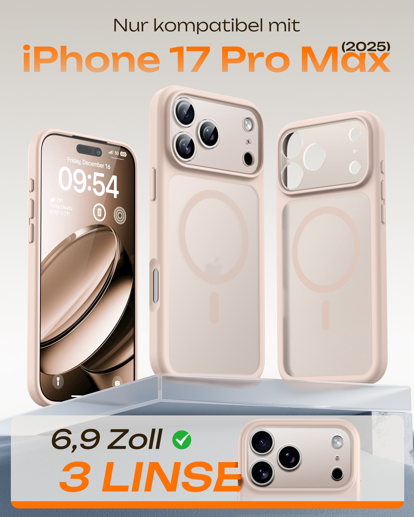 TOCOL Magnetic for iPhone 17 Pro Max Case 6.9-Inch, Compatible with MagSafe, Full Camera Protection, Built-in Magnetic Ring, Drop Protection Shockproof Translucent Matte Phone Cover