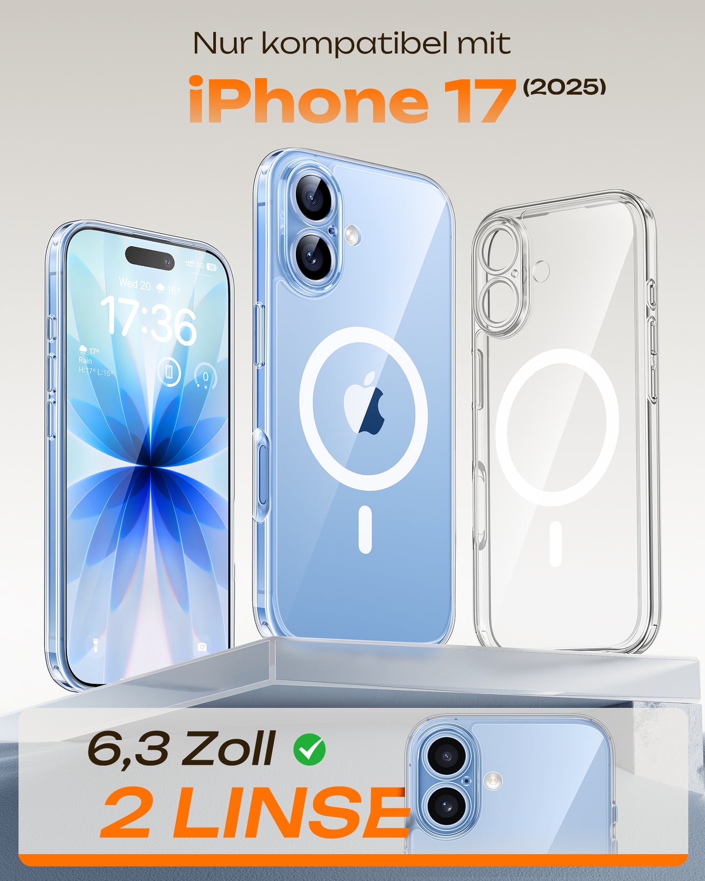 TOCOL Magnetic for iPhone 17 Case 6.3-Inch, Compatible with MagSafe, Full Camera Protection, Built-in Magnetic Ring, Drop Protection Shockproof Slim Translucent Matte Phone Cover