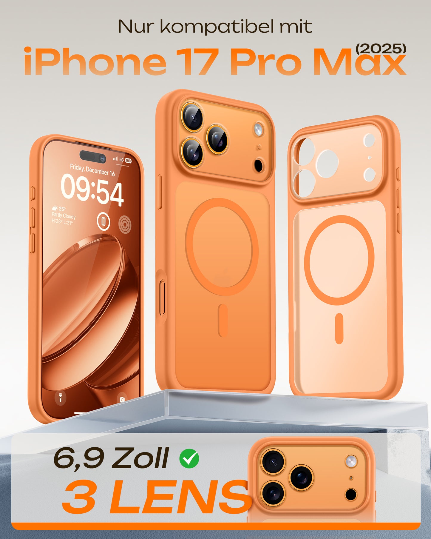 TOCOL Magnetic for iPhone 17 Pro Max Case 6.9-Inch, Compatible with MagSafe, Full Camera Protection, Built-in Magnetic Ring, Drop Protection Shockproof Translucent Matte Phone Cover