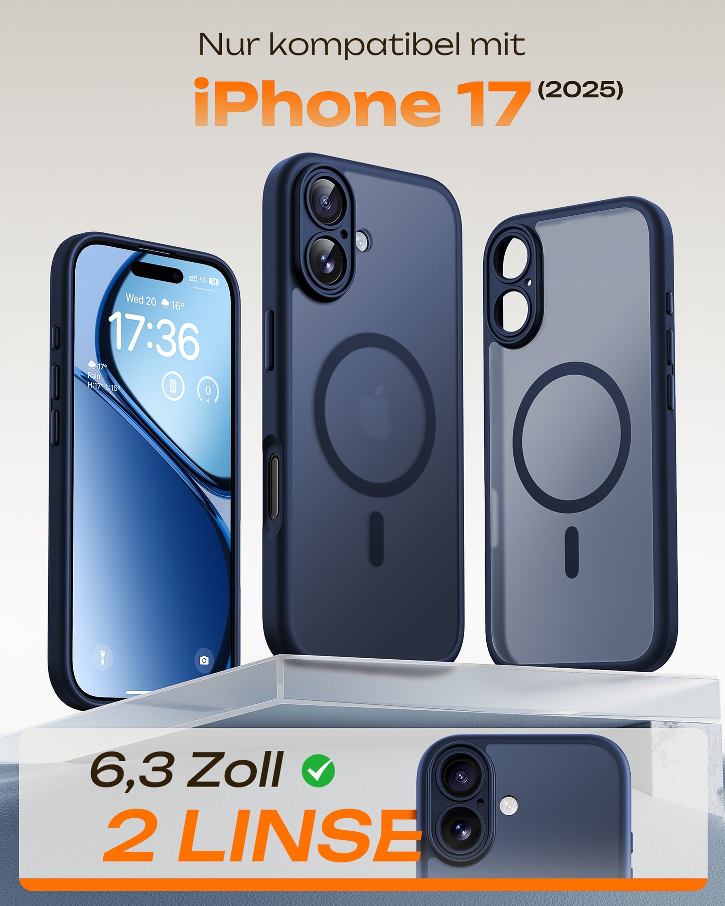 TOCOL Magnetic for iPhone 17 Case 6.3-Inch, Compatible with MagSafe, Full Camera Protection, Built-in Magnetic Ring, Drop Protection Shockproof Slim Translucent Matte Phone Cover