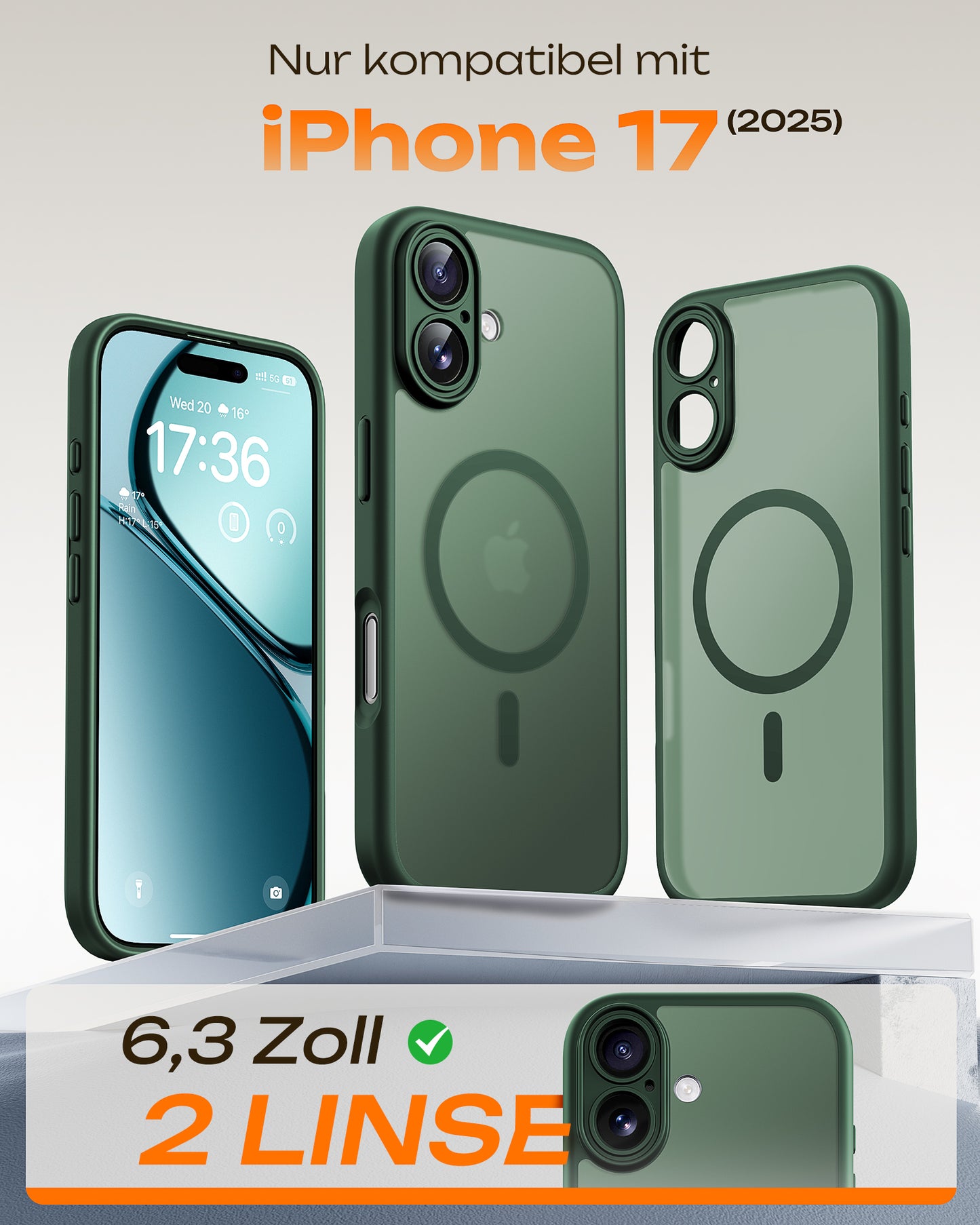 TOCOL Magnetic for iPhone 17 Case 6.3-Inch, Compatible with MagSafe, Full Camera Protection, Built-in Magnetic Ring, Drop Protection Shockproof Slim Translucent Matte Phone Cover