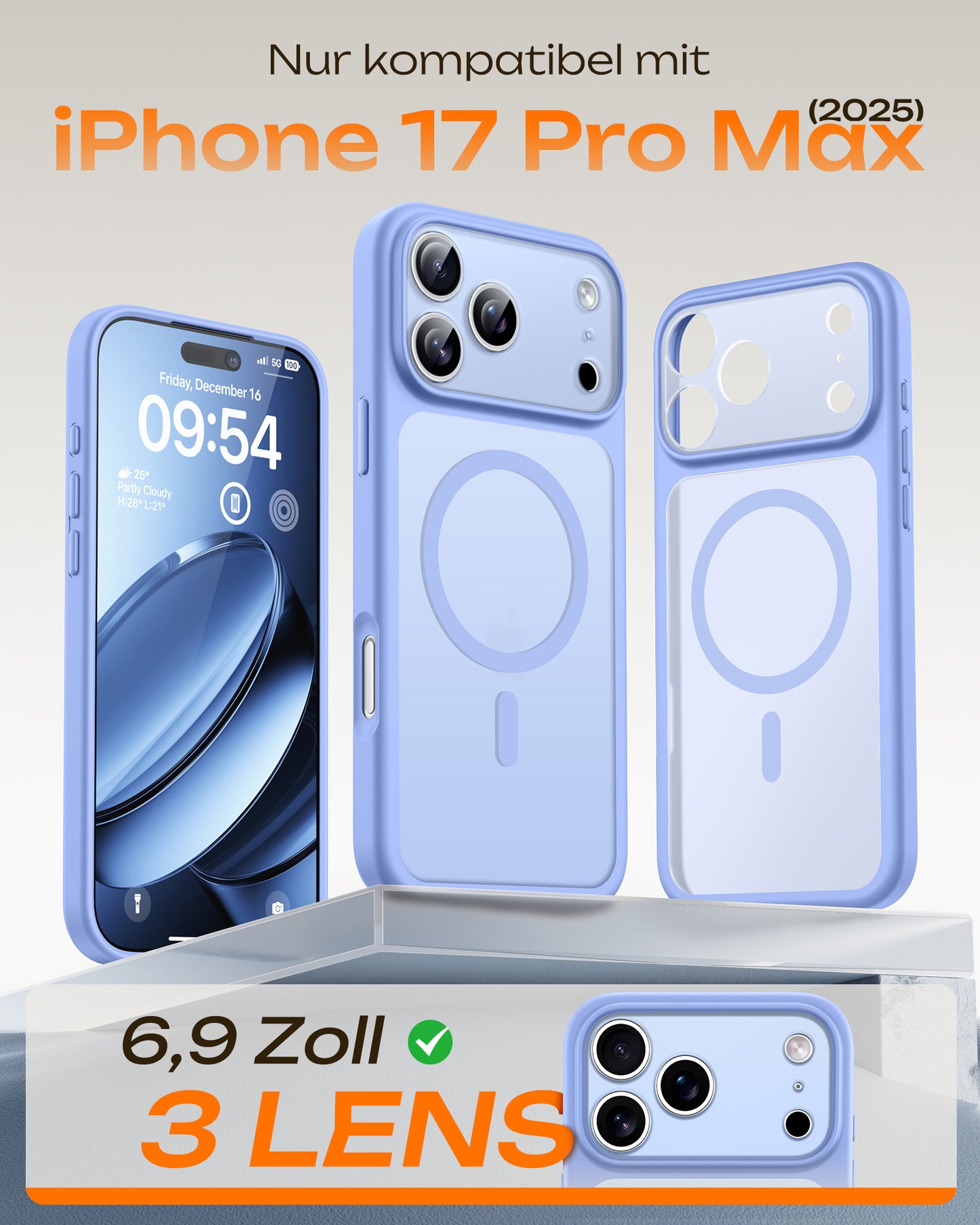 TOCOL Magnetic for iPhone 17 Pro Max Case 6.9-Inch, Compatible with MagSafe, Full Camera Protection, Built-in Magnetic Ring, Drop Protection Shockproof Translucent Matte Phone Cover