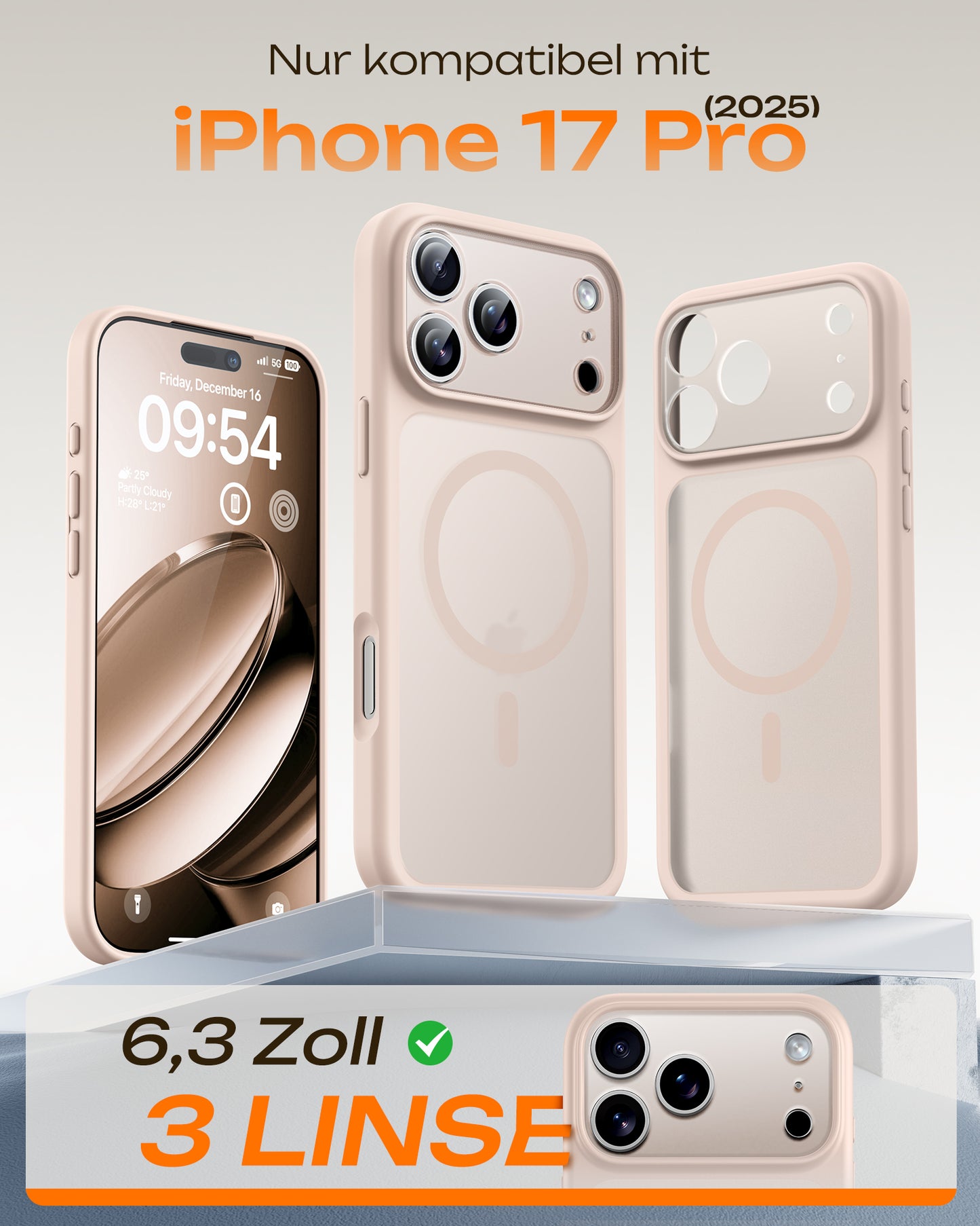 TOCOL Magnetic for iPhone 17 Pro Case 6.3-Inch, Compatible with MagSafe, Full Camera Protection, Built-in Magnetic Ring, Drop Protection Shockproof Slim Translucent Matte Phone Cove