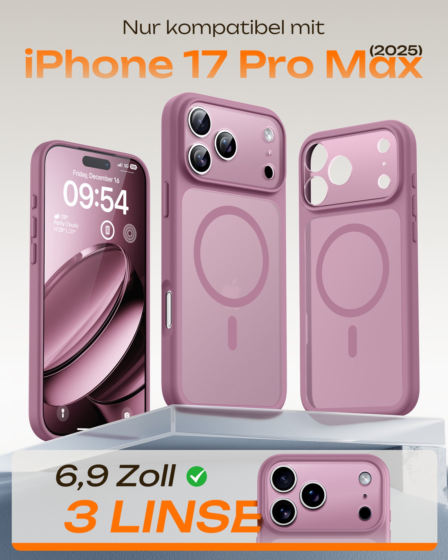 TOCOL Magnetic for iPhone 17 Pro Max Case 6.9-Inch, Compatible with MagSafe, Full Camera Protection, Built-in Magnetic Ring, Drop Protection Shockproof Translucent Matte Phone Cover