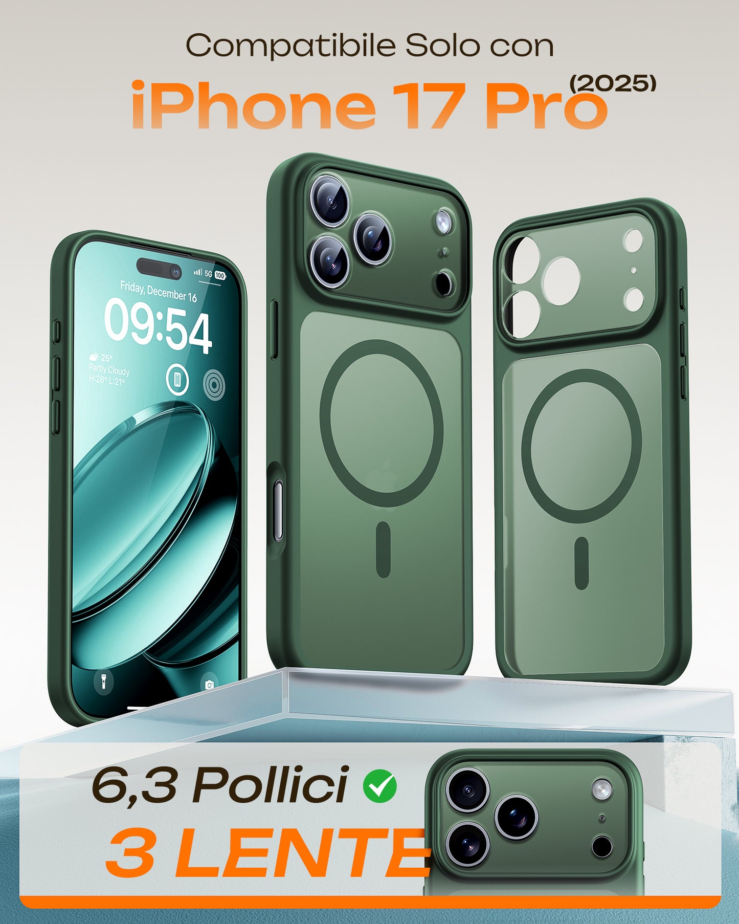 TOCOL Magnetic for iPhone 17 Pro Case 6.3-Inch, Compatible with MagSafe, Full Camera Protection, Built-in Magnetic Ring, Drop Protection Shockproof Slim Translucent Matte Phone Cove