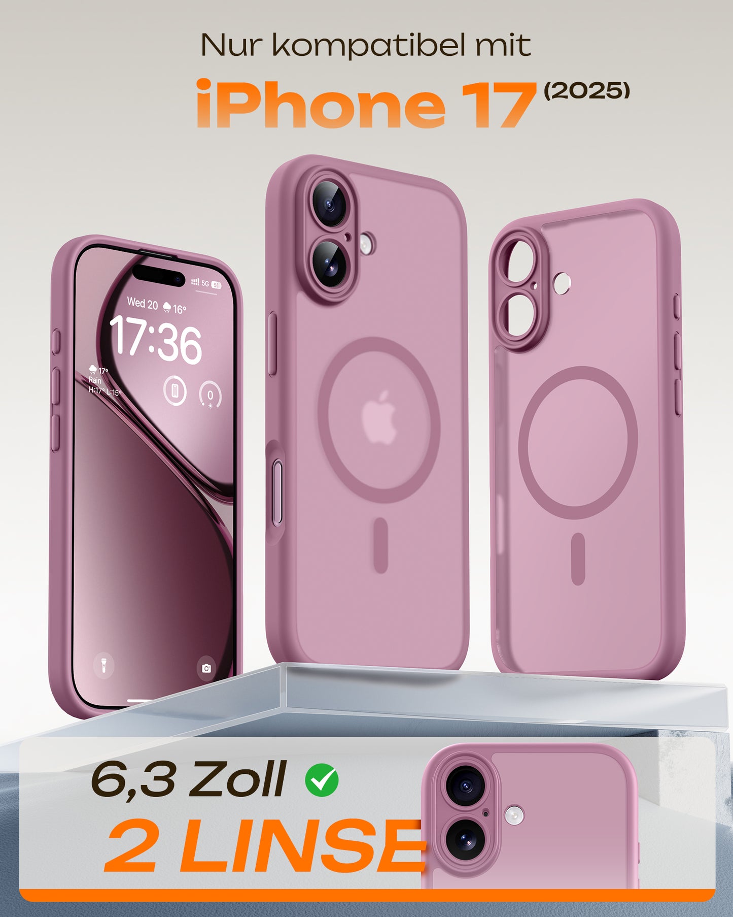 TOCOL Magnetic for iPhone 17 Case 6.3-Inch, Compatible with MagSafe, Full Camera Protection, Built-in Magnetic Ring, Drop Protection Shockproof Slim Translucent Matte Phone Cover