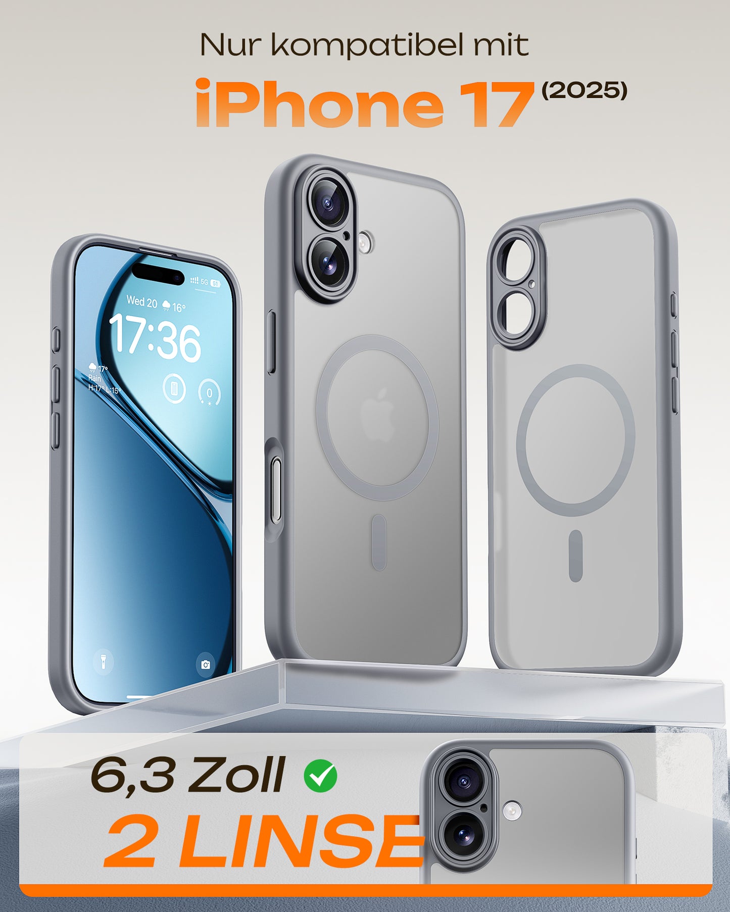 TOCOL Magnetic for iPhone 17 Case 6.3-Inch, Compatible with MagSafe, Full Camera Protection, Built-in Magnetic Ring, Drop Protection Shockproof Slim Translucent Matte Phone Cover