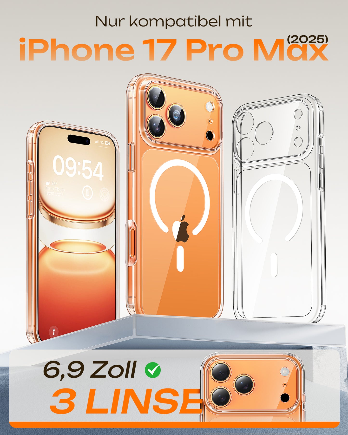 TOCOL Magnetic for iPhone 17 Pro Max Case 6.9-Inch, Compatible with MagSafe, Full Camera Protection, Built-in Magnetic Ring, Drop Protection Shockproof Translucent Matte Phone Cover