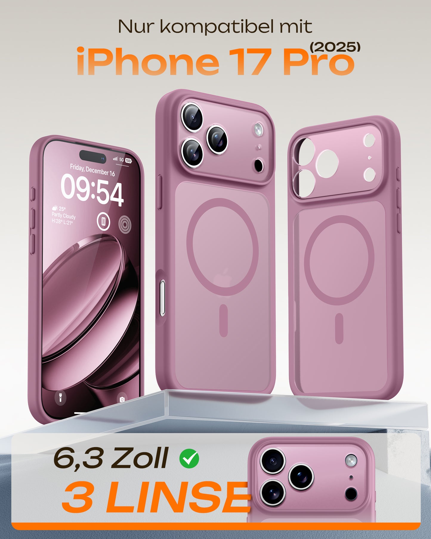 TOCOL Magnetic for iPhone 17 Pro Case 6.3-Inch, Compatible with MagSafe, Full Camera Protection, Built-in Magnetic Ring, Drop Protection Shockproof Slim Translucent Matte Phone Cove