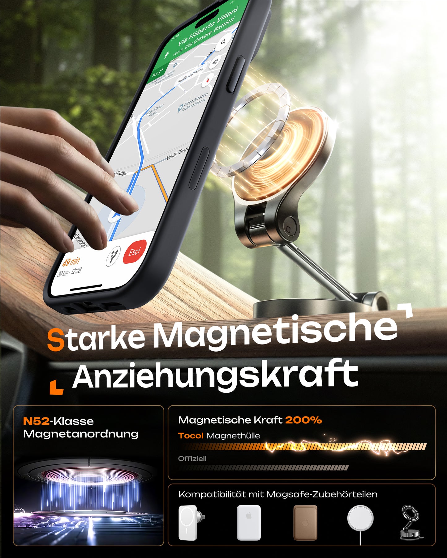 TOCOL Magnetic for iPhone 17 Case 6.3-Inch, Compatible with MagSafe, Full Camera Protection, Built-in Magnetic Ring, Drop Protection Shockproof Slim Translucent Matte Phone Cover