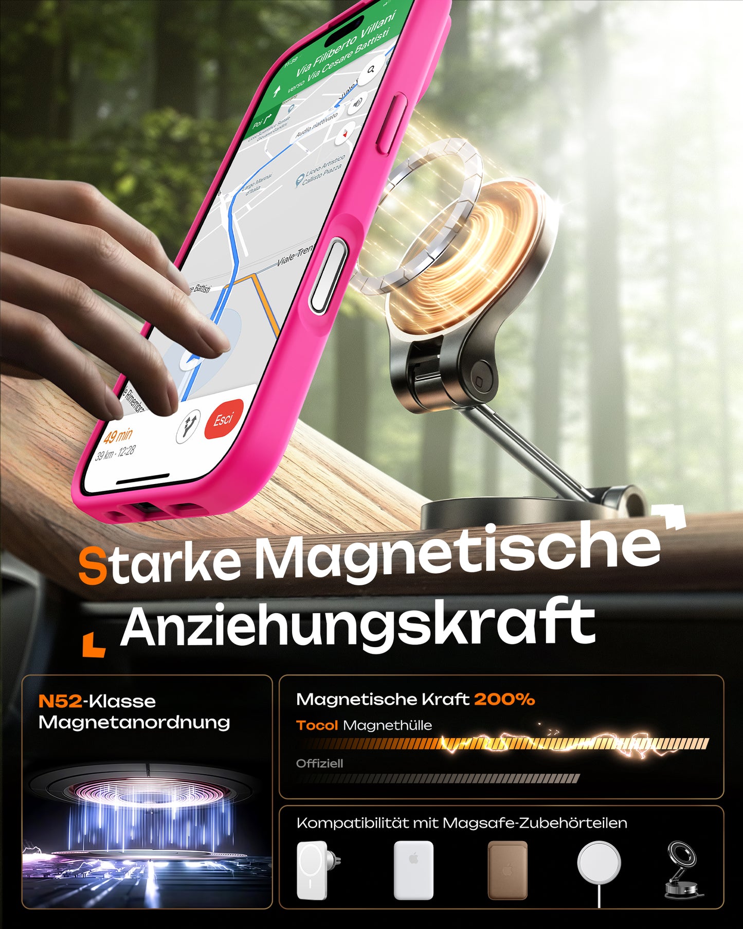 TOCOL Magnetic for iPhone 17 Case 6.3-Inch, Compatible with MagSafe, Full Camera Protection, Built-in Magnetic Ring, Drop Protection Shockproof Slim Translucent Matte Phone Cover