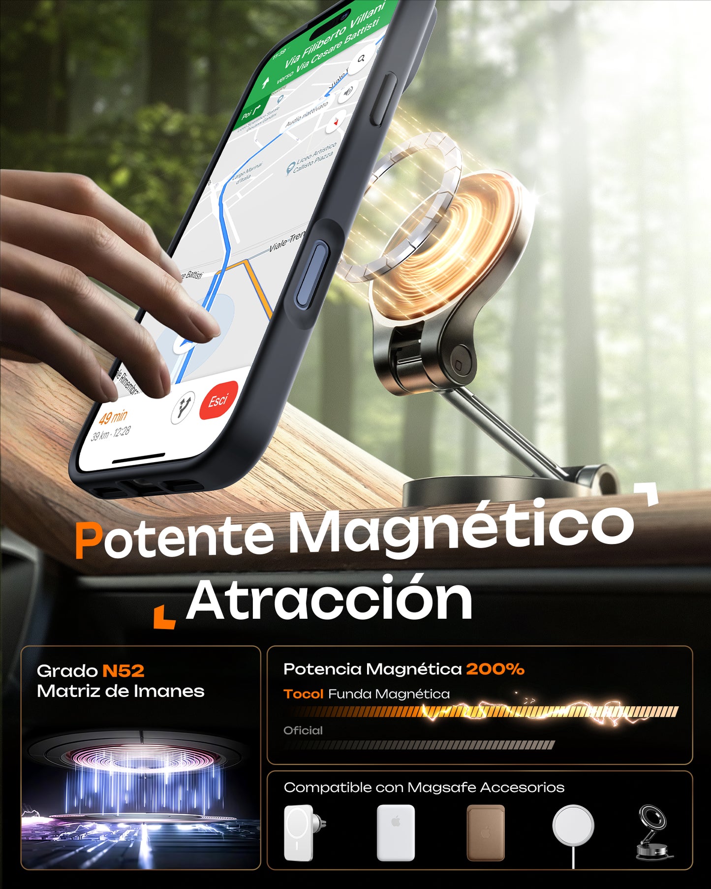 TOCOL Magnetic for iPhone 17 Pro Case 6.3-Inch, Compatible with MagSafe, Full Camera Protection, Built-in Magnetic Ring, Drop Protection Shockproof Slim Translucent Matte Phone Cove