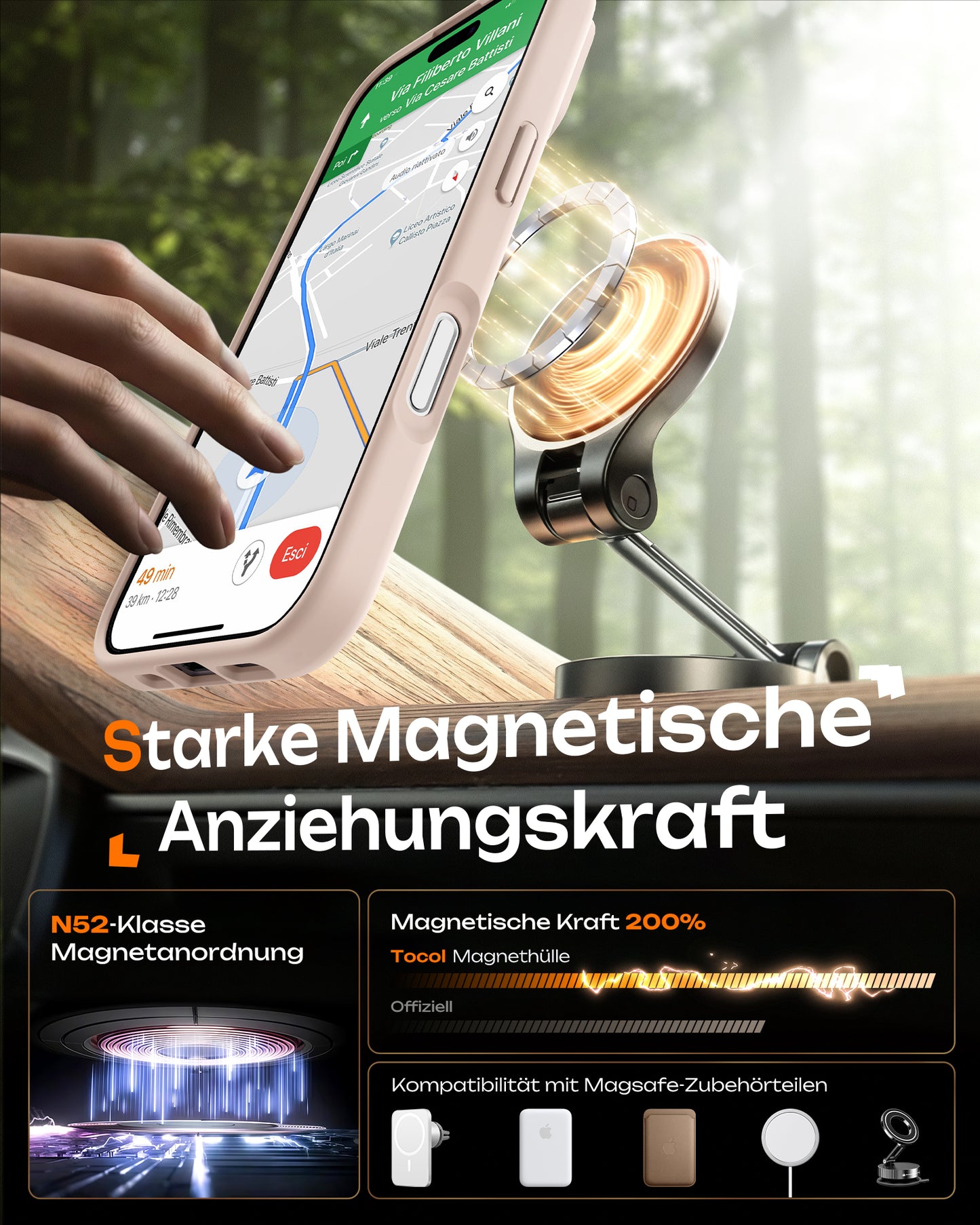 TOCOL Magnetic for iPhone 17 Case 6.3-Inch, Compatible with MagSafe, Full Camera Protection, Built-in Magnetic Ring, Drop Protection Shockproof Slim Translucent Matte Phone Cover