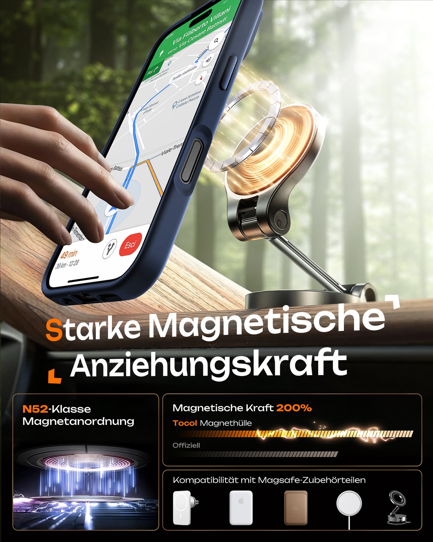 TOCOL Magnetic for iPhone 17 Case 6.3-Inch, Compatible with MagSafe, Full Camera Protection, Built-in Magnetic Ring, Drop Protection Shockproof Slim Translucent Matte Phone Cover