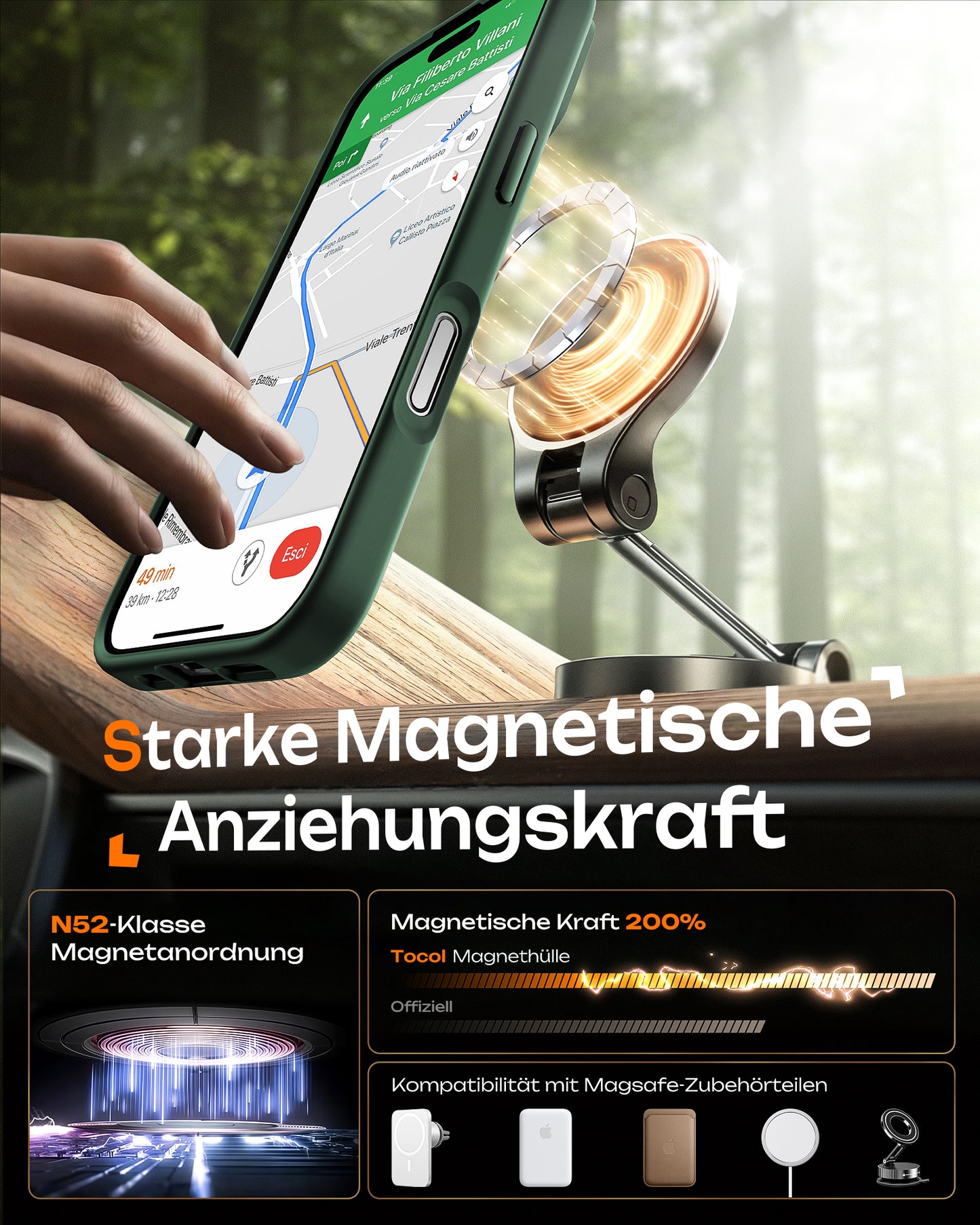 TOCOL Magnetic for iPhone 17 Case 6.3-Inch, Compatible with MagSafe, Full Camera Protection, Built-in Magnetic Ring, Drop Protection Shockproof Slim Translucent Matte Phone Cover