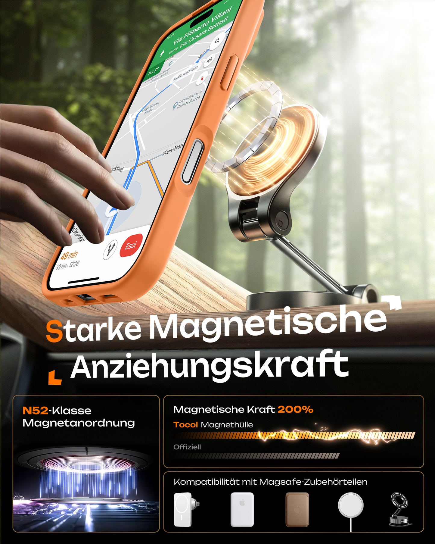 TOCOL Magnetic for iPhone 17 Case 6.3-Inch, Compatible with MagSafe, Full Camera Protection, Built-in Magnetic Ring, Drop Protection Shockproof Slim Translucent Matte Phone Cover