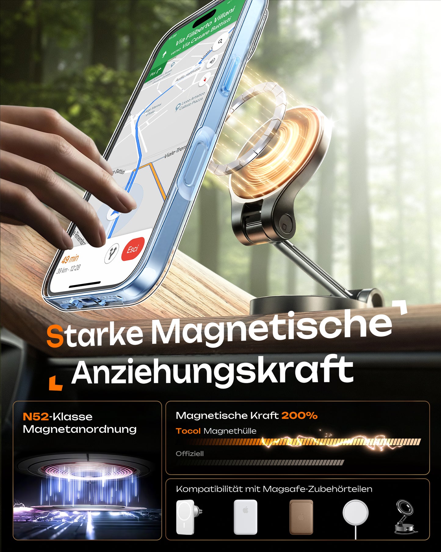 TOCOL Magnetic for iPhone 17 Case 6.3-Inch, Compatible with MagSafe, Full Camera Protection, Built-in Magnetic Ring, Drop Protection Shockproof Slim Translucent Matte Phone Cover