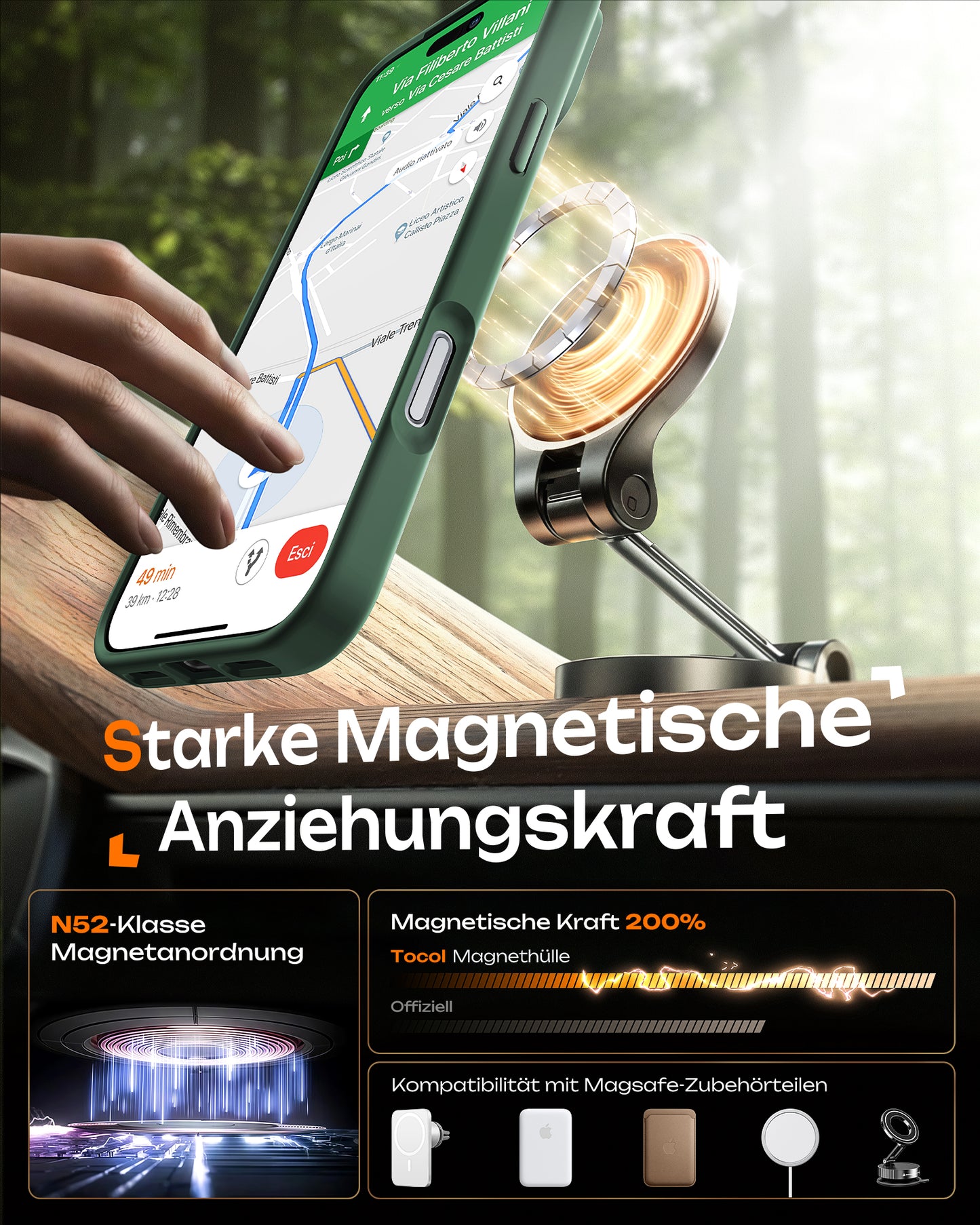 TOCOL Magnetic for iPhone 17 Pro Max Case 6.9-Inch, Compatible with MagSafe, Full Camera Protection, Built-in Magnetic Ring, Drop Protection Shockproof Translucent Matte Phone Cover