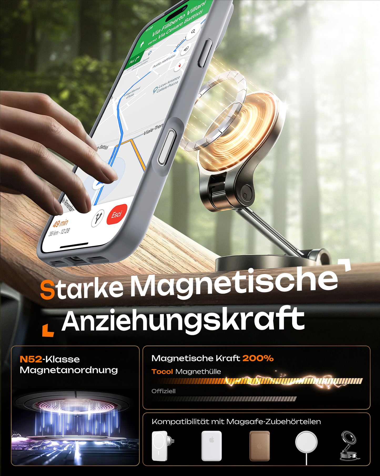 TOCOL Magnetic for iPhone 17 Pro Max Case 6.9-Inch, Compatible with MagSafe, Full Camera Protection, Built-in Magnetic Ring, Drop Protection Shockproof Translucent Matte Phone Cover