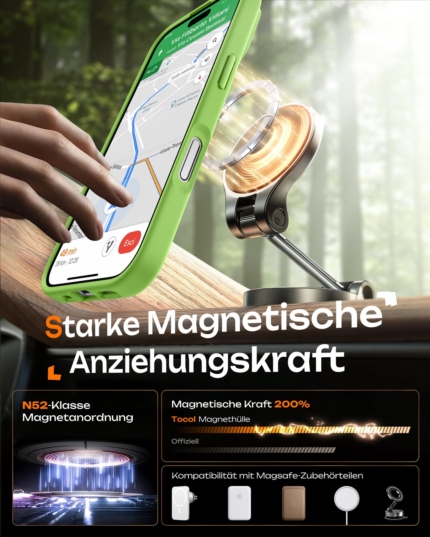 TOCOL Magnetic for iPhone 17 Case 6.3-Inch, Compatible with MagSafe, Full Camera Protection, Built-in Magnetic Ring, Drop Protection Shockproof Slim Translucent Matte Phone Cover