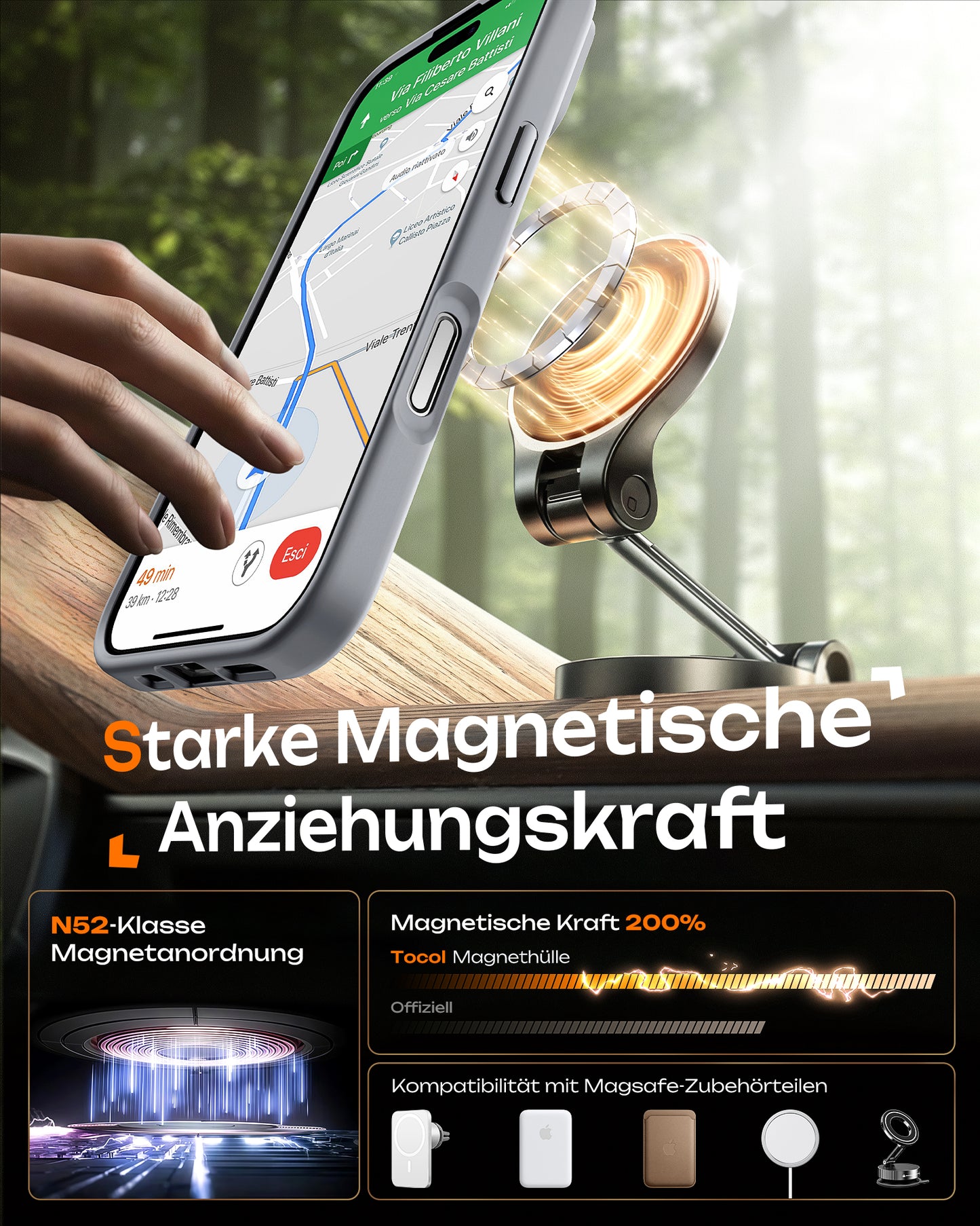 TOCOL Magnetic for iPhone 17 Case 6.3-Inch, Compatible with MagSafe, Full Camera Protection, Built-in Magnetic Ring, Drop Protection Shockproof Slim Translucent Matte Phone Cover