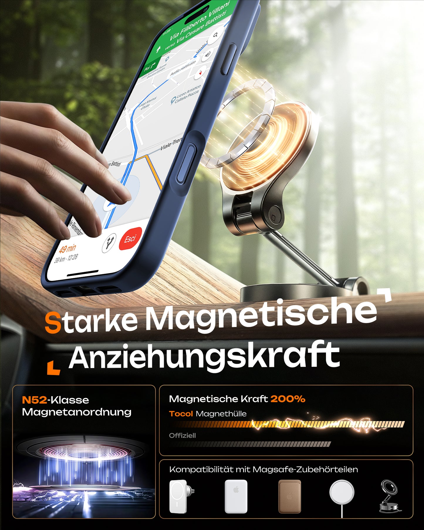 TOCOL Magnetic for iPhone 17 Pro Max Case 6.9-Inch, Compatible with MagSafe, Full Camera Protection, Built-in Magnetic Ring, Drop Protection Shockproof Translucent Matte Phone Cover