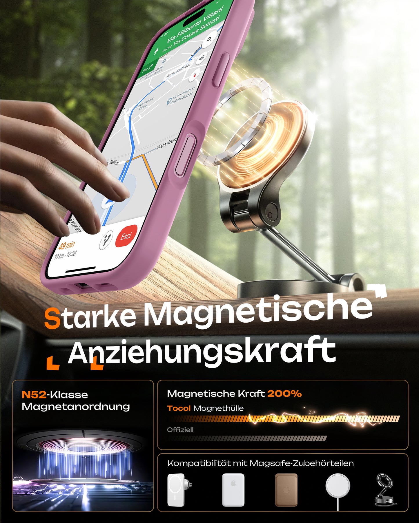 TOCOL Magnetic for iPhone 17 Case 6.3-Inch, Compatible with MagSafe, Full Camera Protection, Built-in Magnetic Ring, Drop Protection Shockproof Slim Translucent Matte Phone Cover