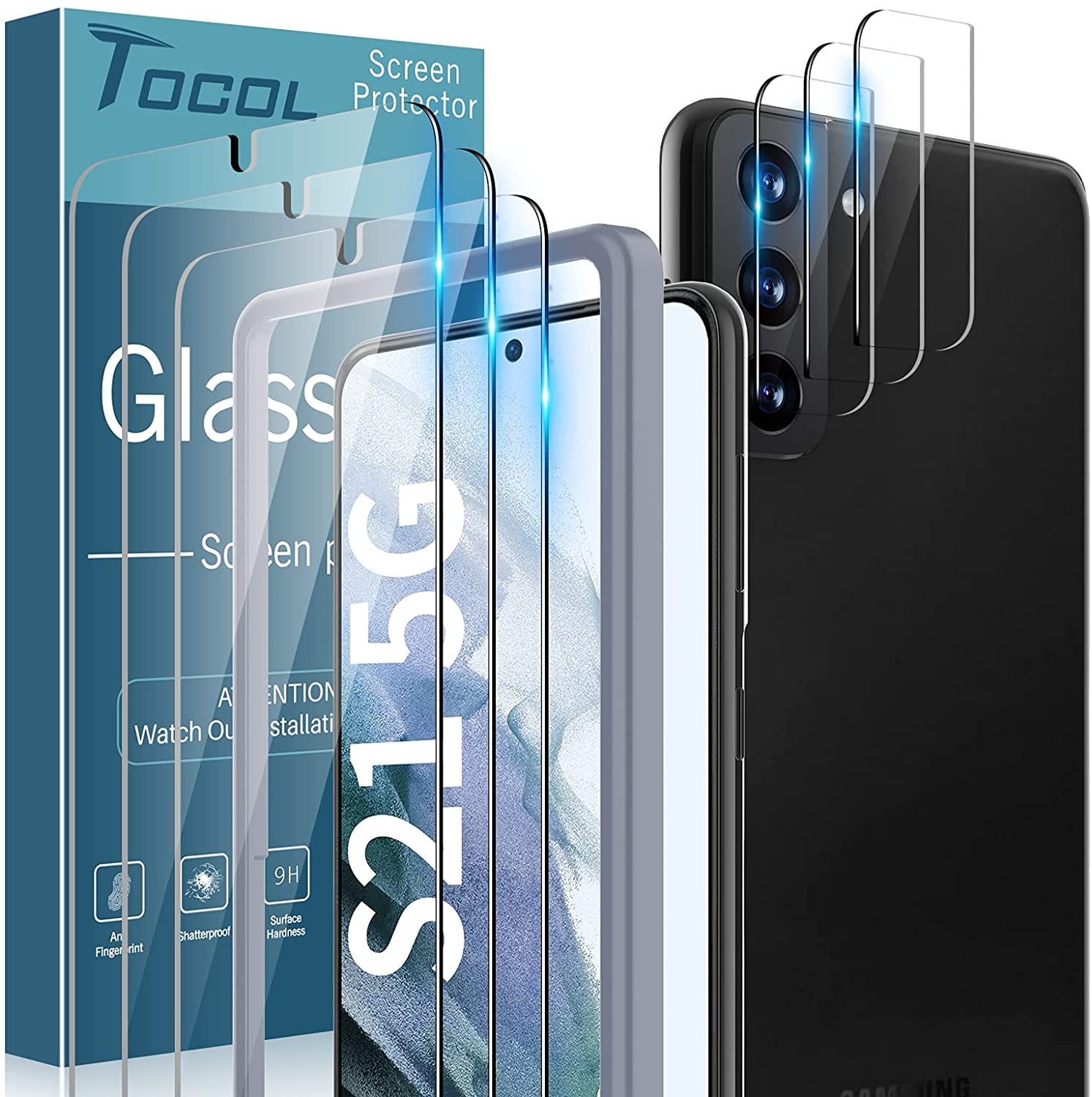 XClear Flex TPU Screen Protector Designed for Galaxy S22 (3 Pack) + 2 Pack  Camera Lens Tempered Glass Protectors, Case Friendly Fingerprint Compatible